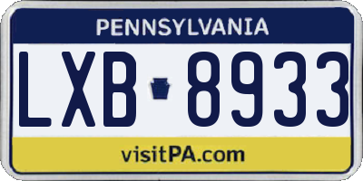 PA license plate LXB8933