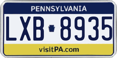 PA license plate LXB8935