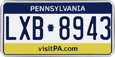 PA license plate LXB8943