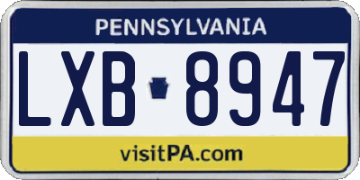 PA license plate LXB8947