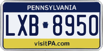 PA license plate LXB8950