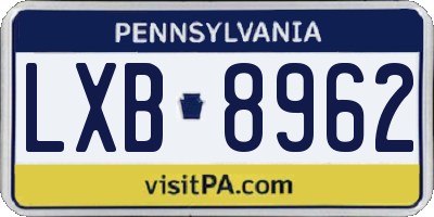 PA license plate LXB8962