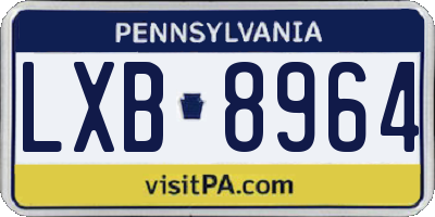 PA license plate LXB8964