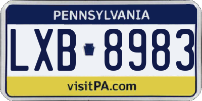PA license plate LXB8983