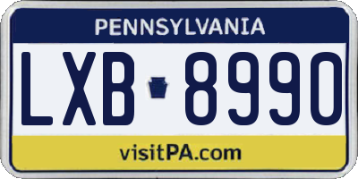 PA license plate LXB8990