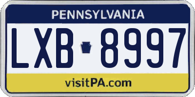 PA license plate LXB8997