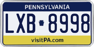 PA license plate LXB8998