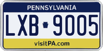 PA license plate LXB9005