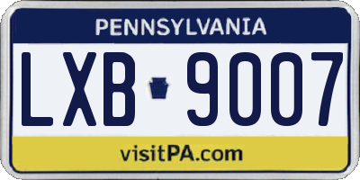 PA license plate LXB9007