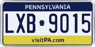 PA license plate LXB9015