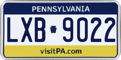 PA license plate LXB9022