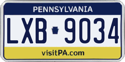 PA license plate LXB9034