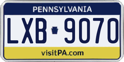 PA license plate LXB9070