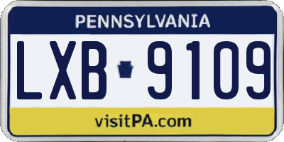 PA license plate LXB9109