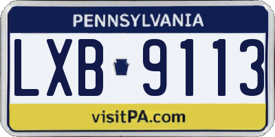 PA license plate LXB9113