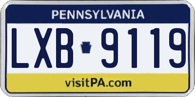 PA license plate LXB9119