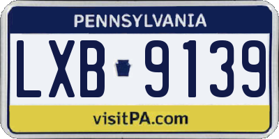 PA license plate LXB9139