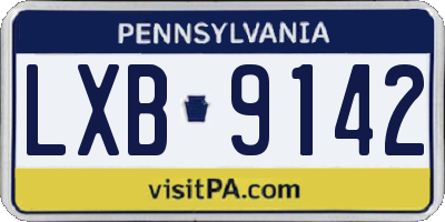 PA license plate LXB9142