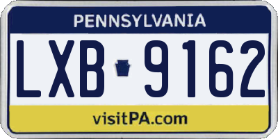 PA license plate LXB9162