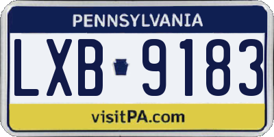 PA license plate LXB9183