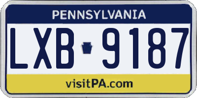 PA license plate LXB9187