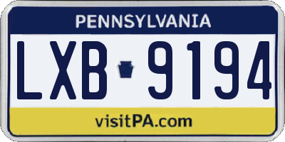 PA license plate LXB9194