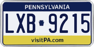 PA license plate LXB9215