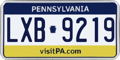 PA license plate LXB9219