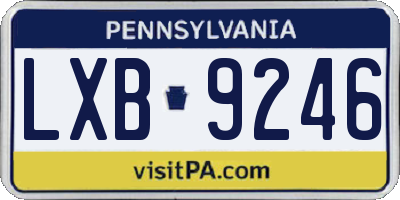 PA license plate LXB9246