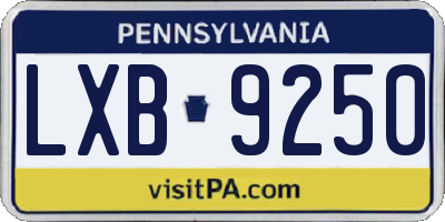 PA license plate LXB9250