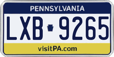 PA license plate LXB9265