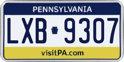 PA license plate LXB9307