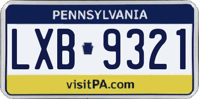 PA license plate LXB9321