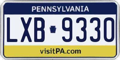PA license plate LXB9330
