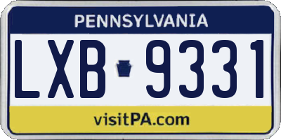 PA license plate LXB9331