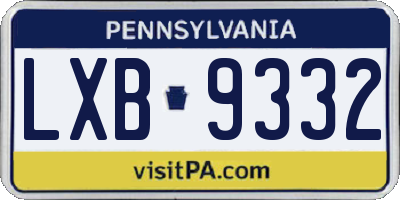 PA license plate LXB9332