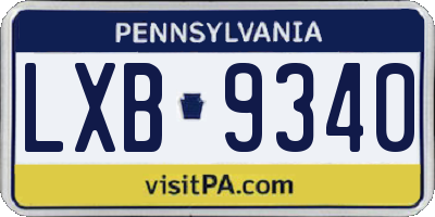 PA license plate LXB9340