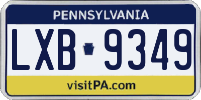 PA license plate LXB9349