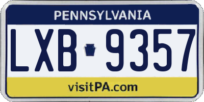 PA license plate LXB9357