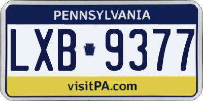 PA license plate LXB9377