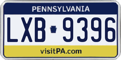 PA license plate LXB9396