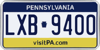 PA license plate LXB9400