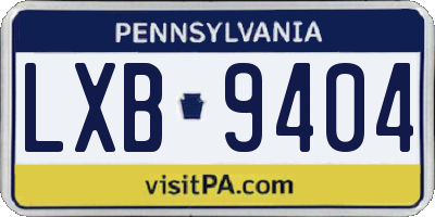 PA license plate LXB9404