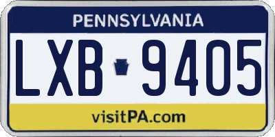 PA license plate LXB9405