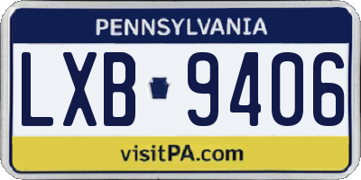 PA license plate LXB9406