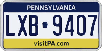PA license plate LXB9407