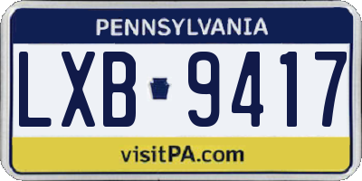 PA license plate LXB9417