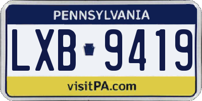 PA license plate LXB9419