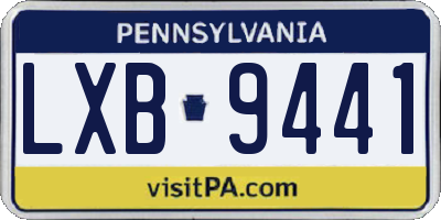 PA license plate LXB9441