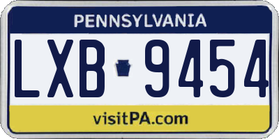 PA license plate LXB9454